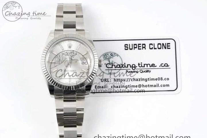 0227 DateJust 41 126334 Clean 1:1 Best Edition 904L Steel Silver Stick Dial on Oyster Bracelet VR Modern 2434
